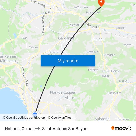 National Guibal to Saint-Antonin-Sur-Bayon map