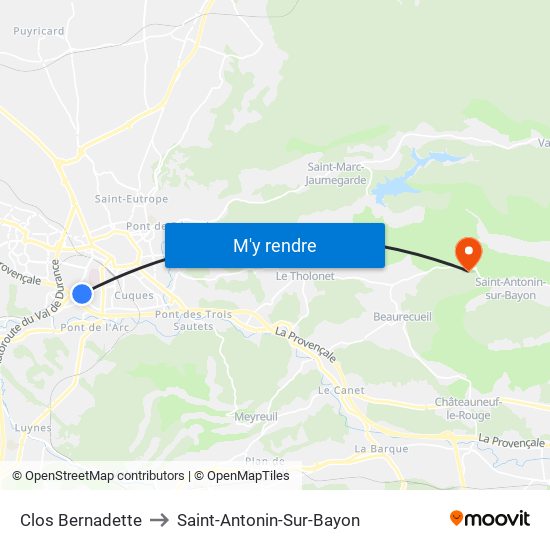 Clos Bernadette to Saint-Antonin-Sur-Bayon map