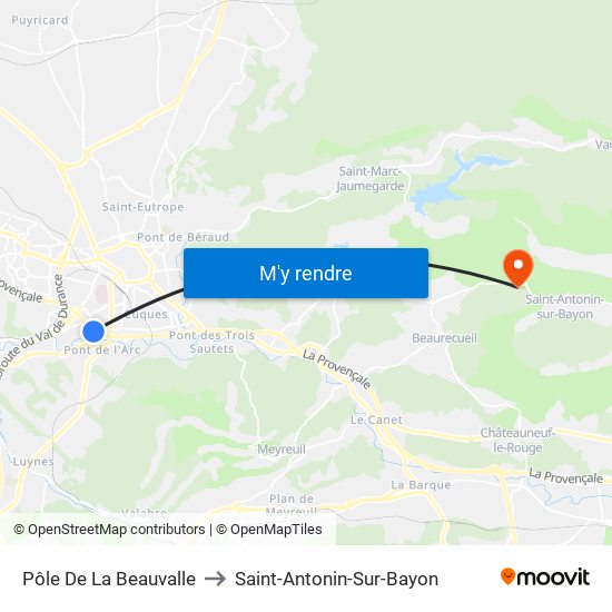 Pôle De La Beauvalle to Saint-Antonin-Sur-Bayon map