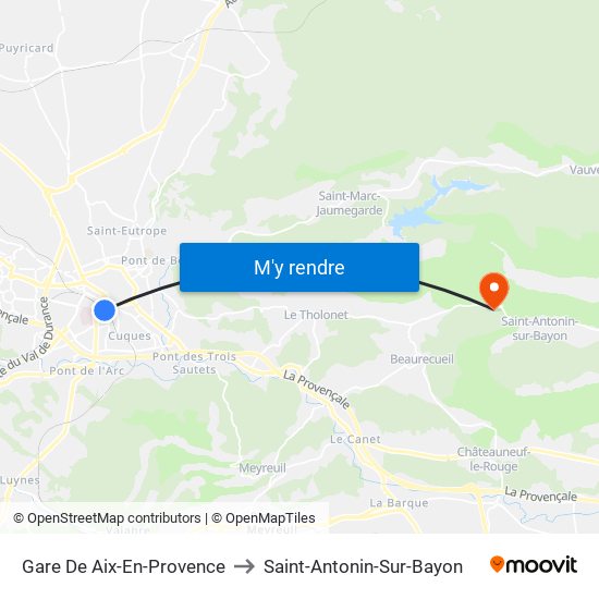 Gare De Aix-En-Provence to Saint-Antonin-Sur-Bayon map