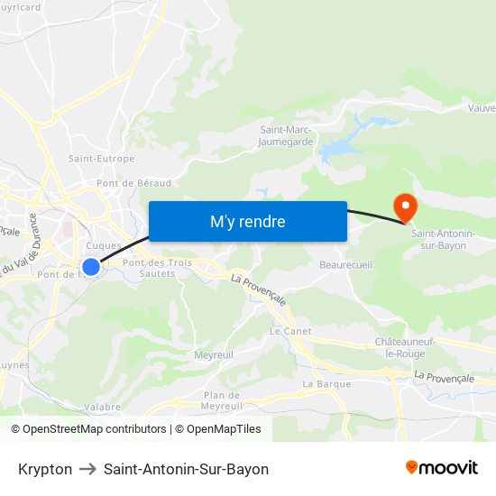 Krypton to Saint-Antonin-Sur-Bayon map