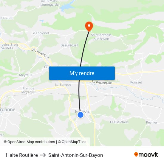 Halte Routière to Saint-Antonin-Sur-Bayon map