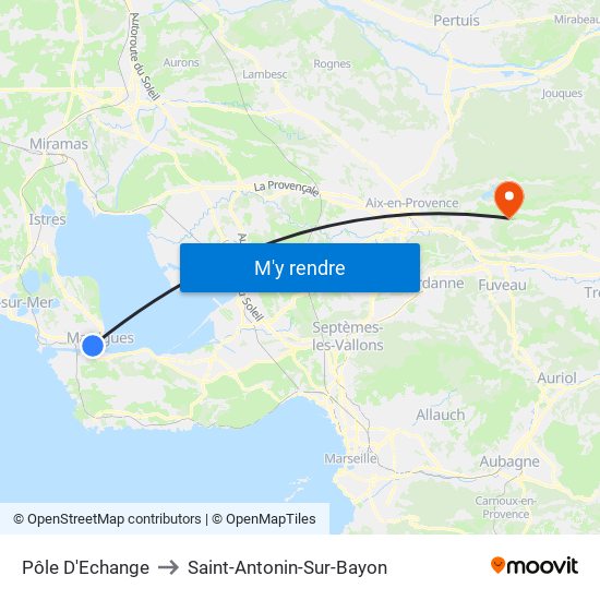 Pôle D'Echange to Saint-Antonin-Sur-Bayon map