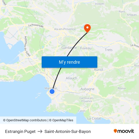 Estrangin Puget to Saint-Antonin-Sur-Bayon map