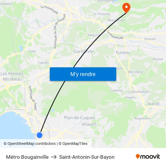 Métro Bougainville to Saint-Antonin-Sur-Bayon map