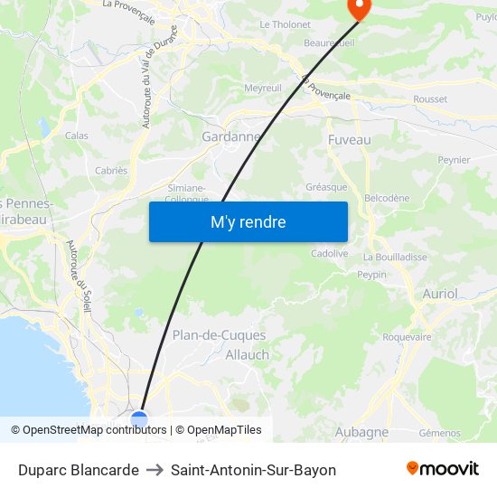 Duparc Blancarde to Saint-Antonin-Sur-Bayon map