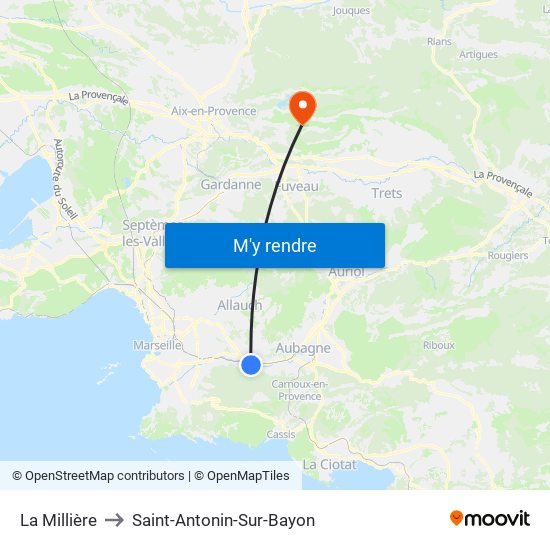 La Millière to Saint-Antonin-Sur-Bayon map