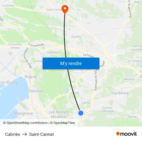Cabriès to Saint-Cannat map