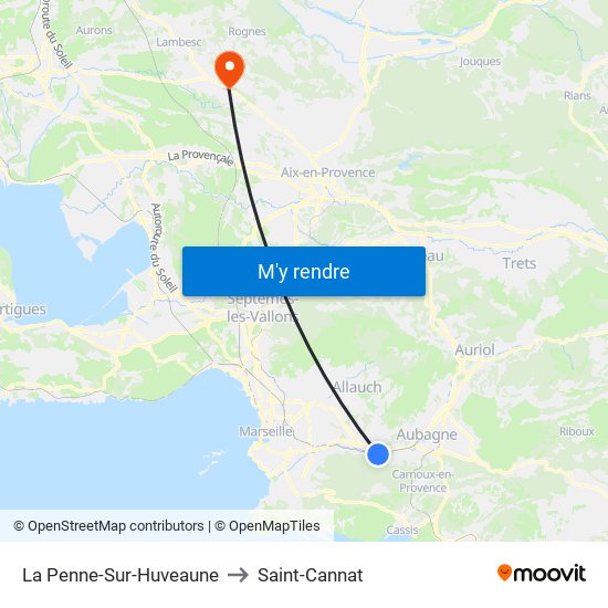 La Penne-Sur-Huveaune to Saint-Cannat map