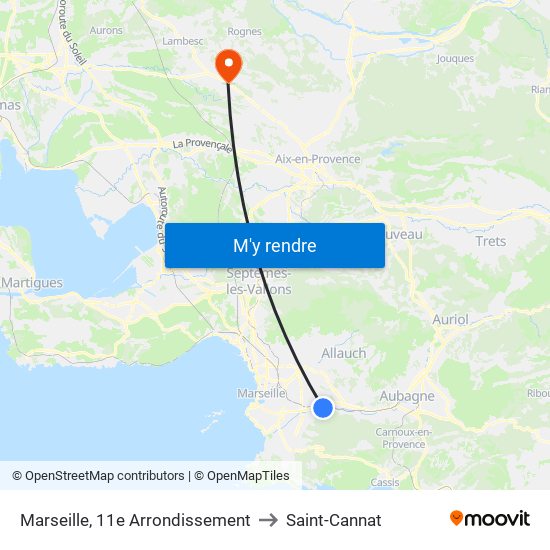 Marseille, 11e Arrondissement to Saint-Cannat map