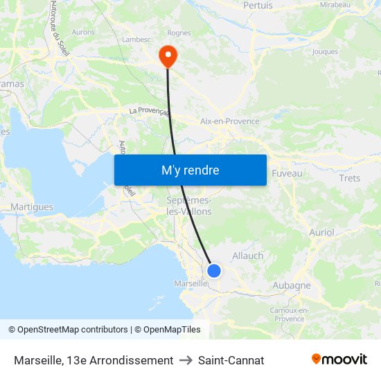 Marseille, 13e Arrondissement to Saint-Cannat map