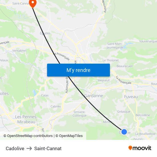 Cadolive to Saint-Cannat map