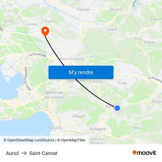 Auriol to Saint-Cannat map