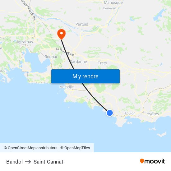Bandol to Saint-Cannat map