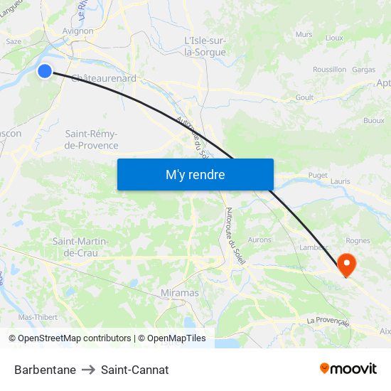Barbentane to Saint-Cannat map