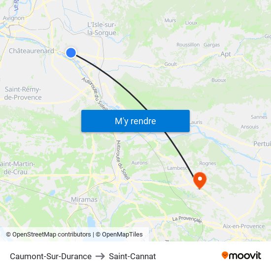 Caumont-Sur-Durance to Saint-Cannat map