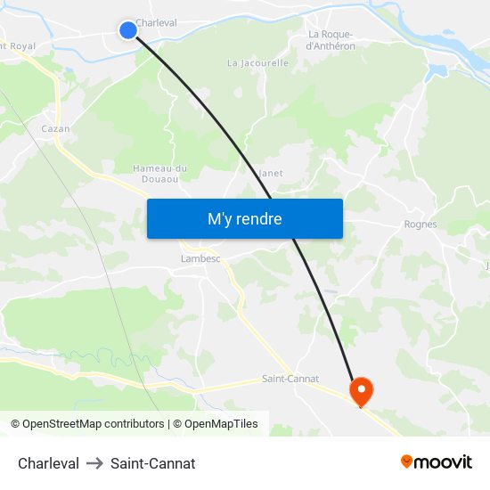Charleval to Saint-Cannat map