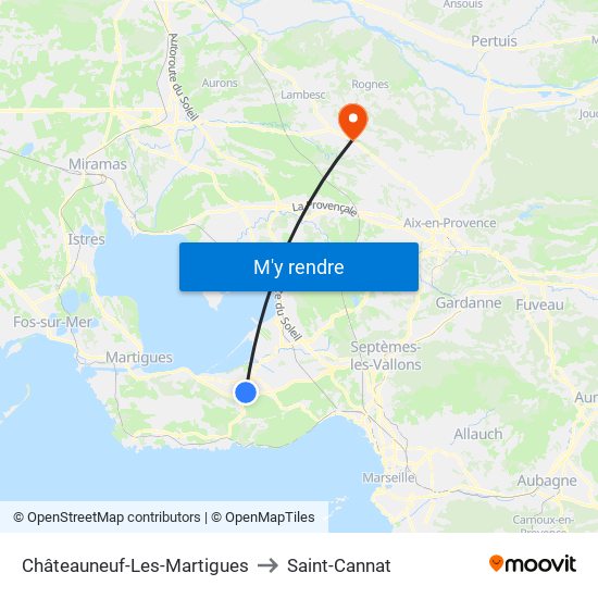 Châteauneuf-Les-Martigues to Saint-Cannat map