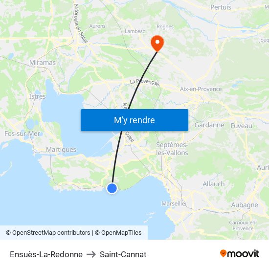 Ensuès-La-Redonne to Saint-Cannat map