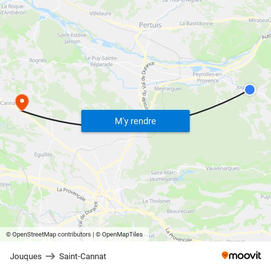 Jouques to Saint-Cannat map