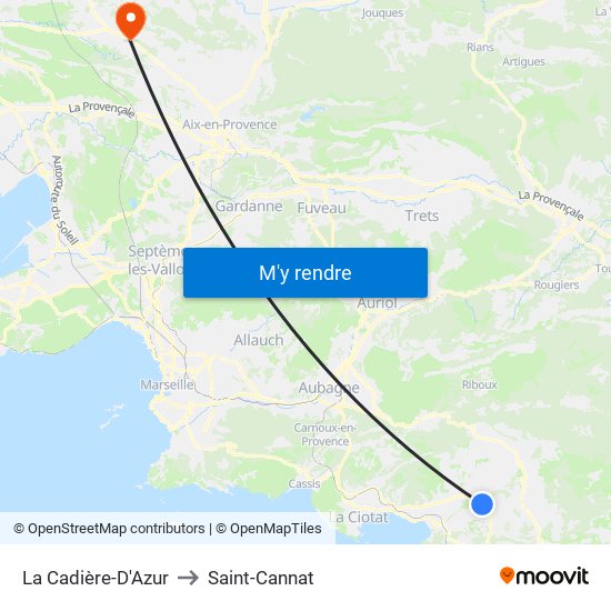 La Cadière-D'Azur to Saint-Cannat map