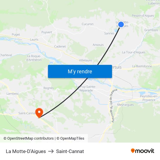 La Motte-D'Aigues to Saint-Cannat map