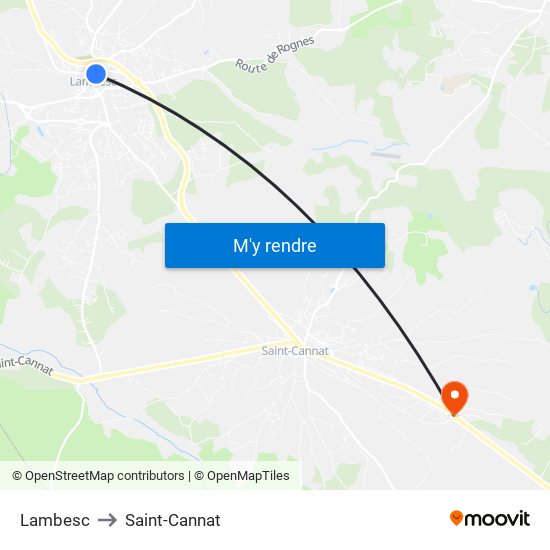 Lambesc to Saint-Cannat map
