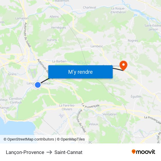Lançon-Provence to Saint-Cannat map