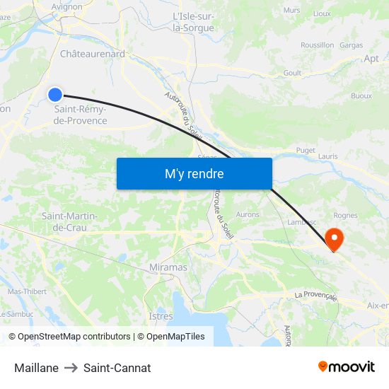 Maillane to Saint-Cannat map