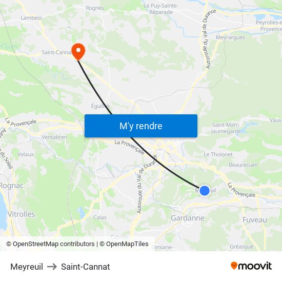 Meyreuil to Saint-Cannat map