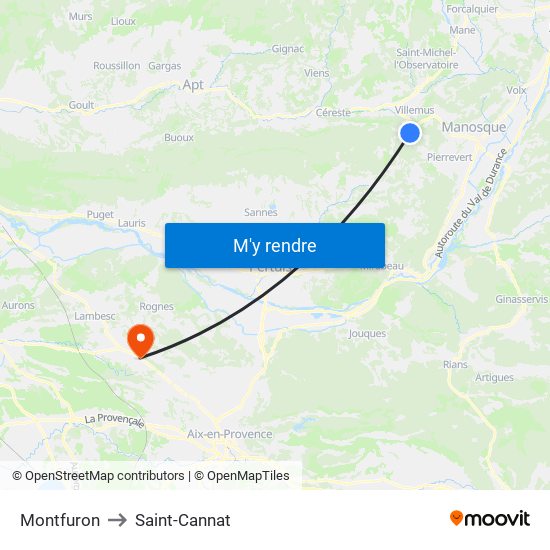 Montfuron to Saint-Cannat map