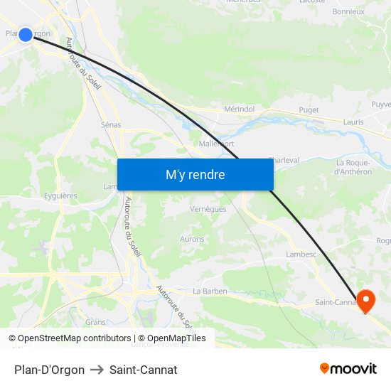 Plan-D'Orgon to Saint-Cannat map