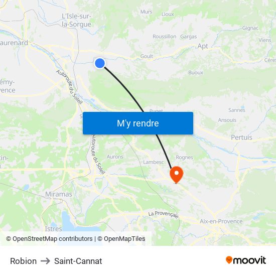 Robion to Saint-Cannat map