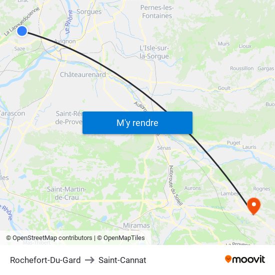 Rochefort-Du-Gard to Saint-Cannat map