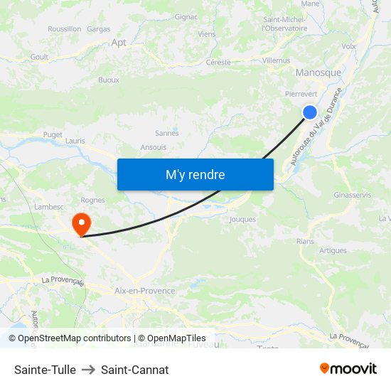 Sainte-Tulle to Saint-Cannat map