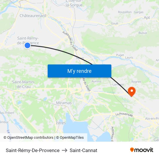 Saint-Rémy-De-Provence to Saint-Cannat map