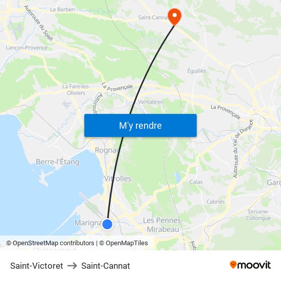 Saint-Victoret to Saint-Cannat map