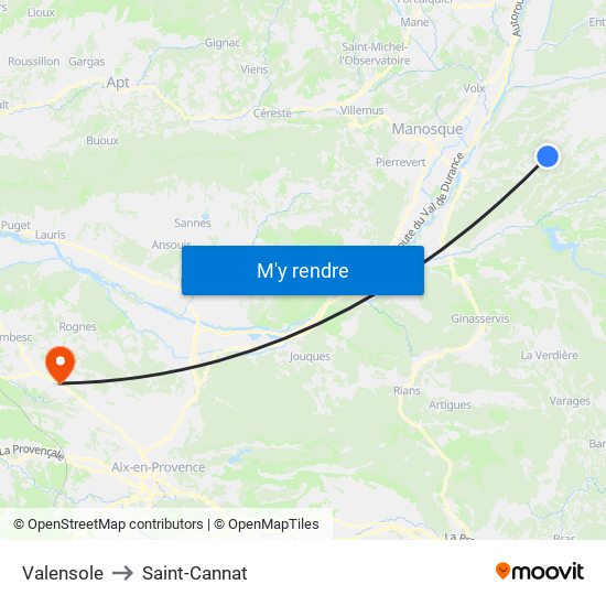 Valensole to Saint-Cannat map