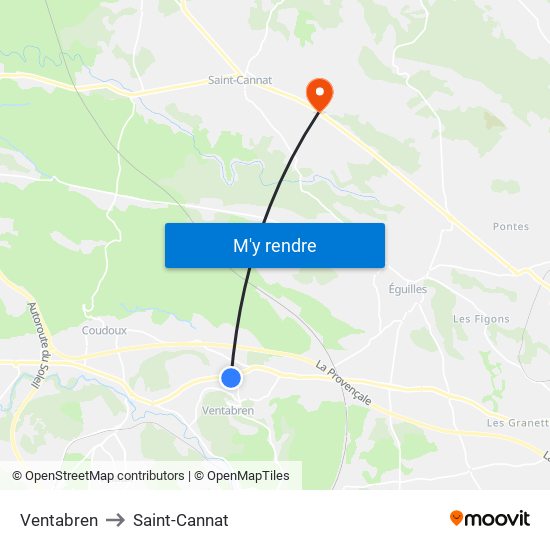 Ventabren to Saint-Cannat map