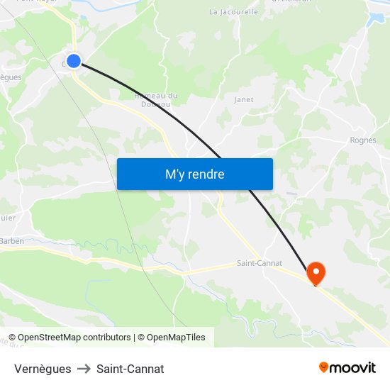 Vernègues to Saint-Cannat map