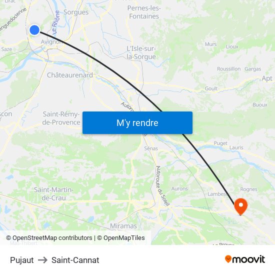 Pujaut to Saint-Cannat map