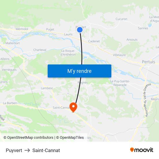 Puyvert to Saint-Cannat map