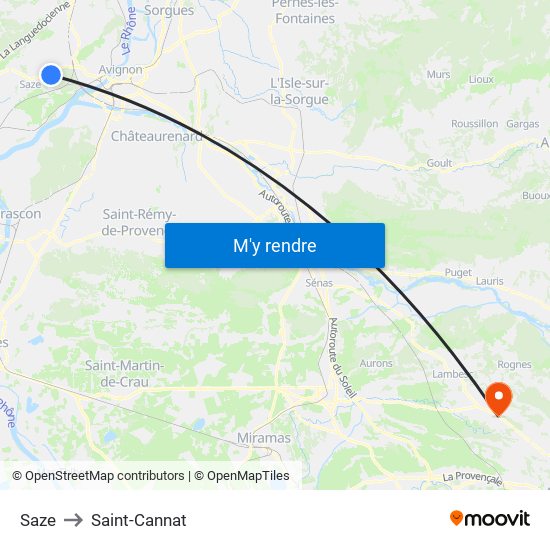 Saze to Saint-Cannat map
