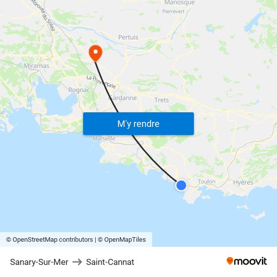Sanary-Sur-Mer to Saint-Cannat map