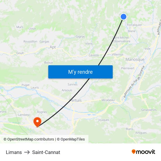 Limans to Saint-Cannat map