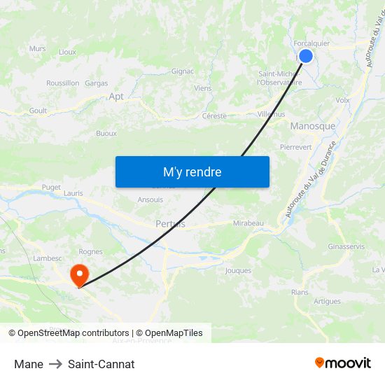 Mane to Saint-Cannat map