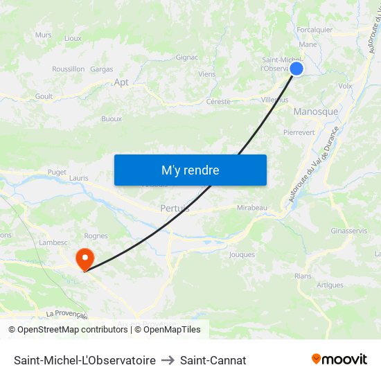 Saint-Michel-L'Observatoire to Saint-Cannat map