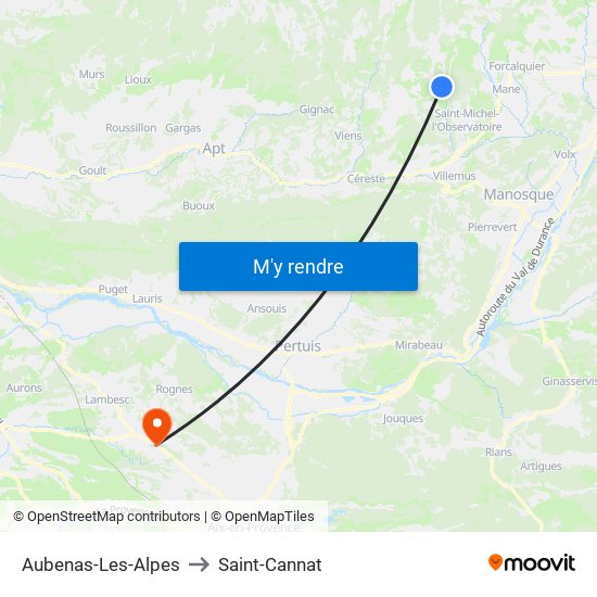 Aubenas-Les-Alpes to Saint-Cannat map