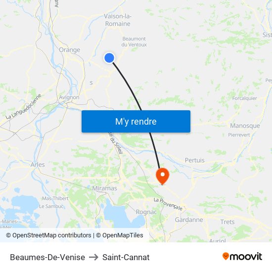 Beaumes-De-Venise to Saint-Cannat map