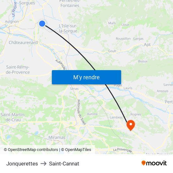 Jonquerettes to Saint-Cannat map
